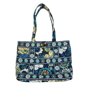 Vera Bradley Blue Floral Purse Quilted Cotton Casual Preppy Boho Handbag Cottage